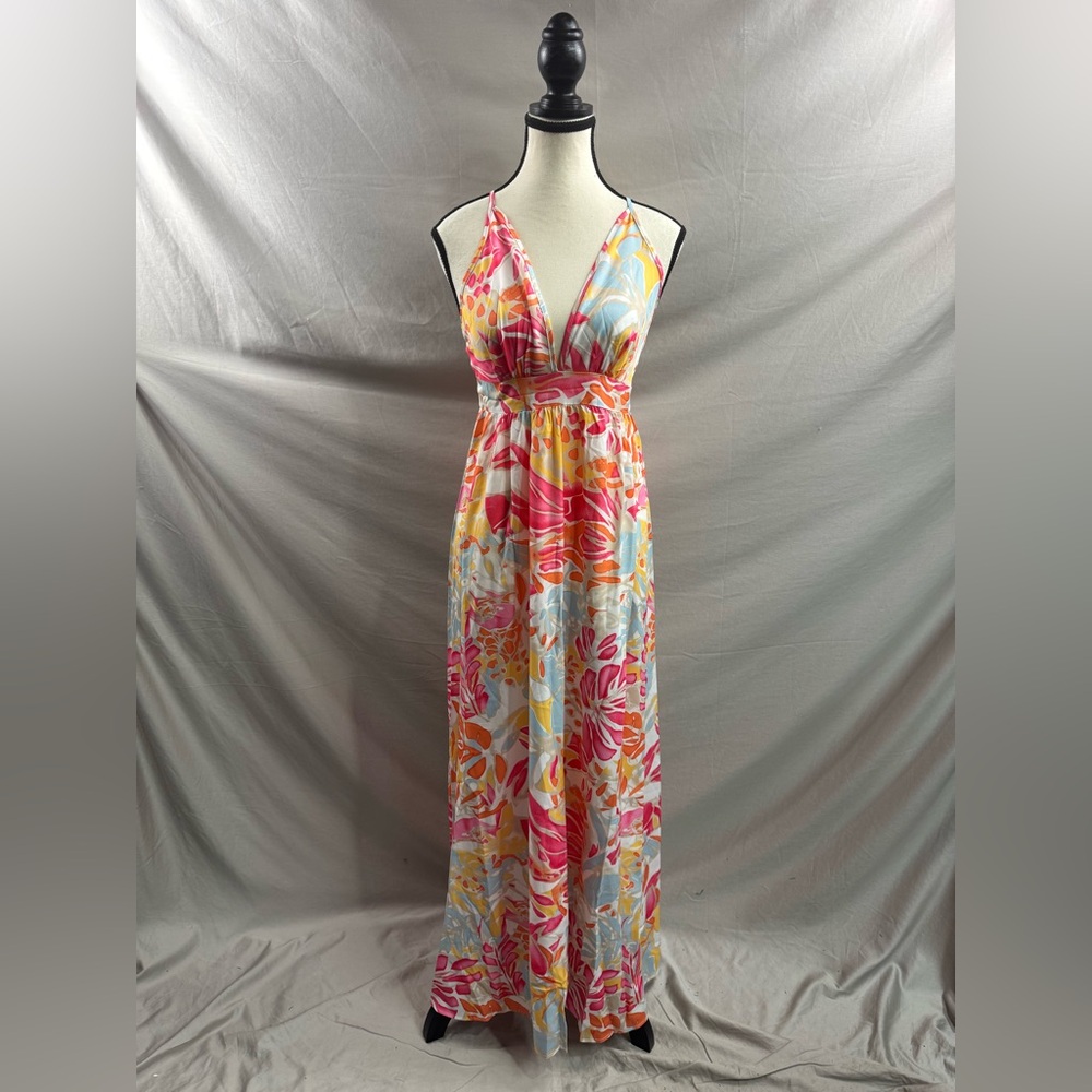 Criss Cross Tropical Print Maxi Dress - Picture 7 of 8